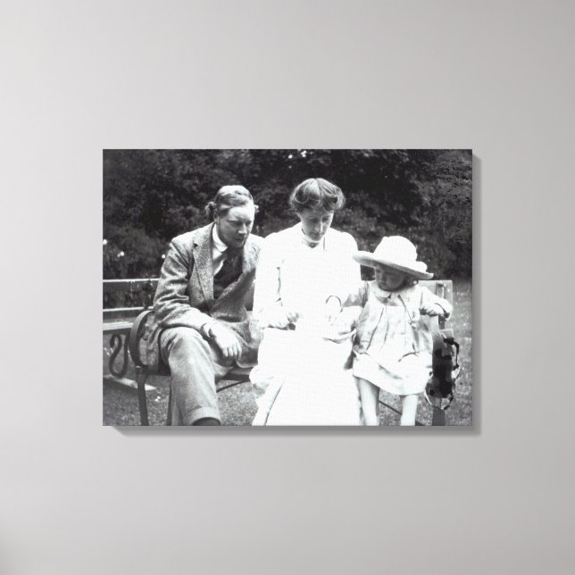 Virginia Woolf med Clive och Julian Bell, 1910 Canvastryck (Framsida)