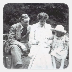 Virginia Woolf med Clive och Julian sätta en Fyrkantigt Klistermärke