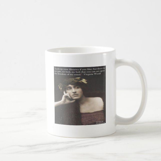 Virginia Woolf Open Mind Quote Kaffemugg (Höger)