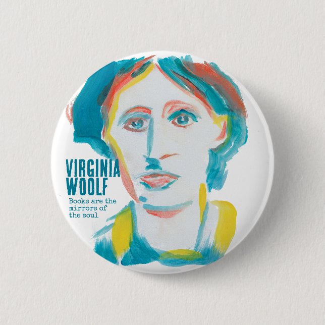 Virginia Woolf Porträtt anpassningsbar text | Book Knapp (Framsida)