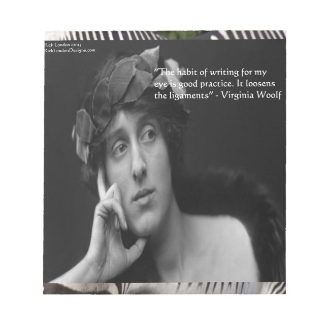 Virginia Woolf W/Zebra ränder Writing Quote Anteckningsblock (Framsida)