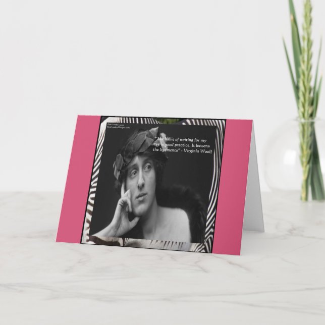 Virginia Woolf W/Zebra ränder Writing Quote Kort (Framsida)