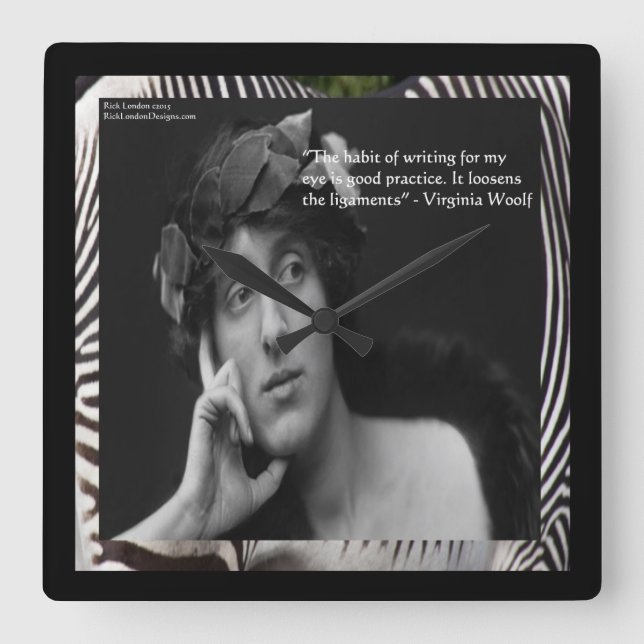 Virginia Woolf & Writers Quote Wall Clock Fyrkantig Klocka (Framsida)
