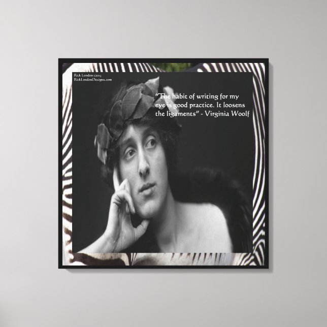 Virginia Woolf & Writing Quote Inramad Canvastryck (Framsida)