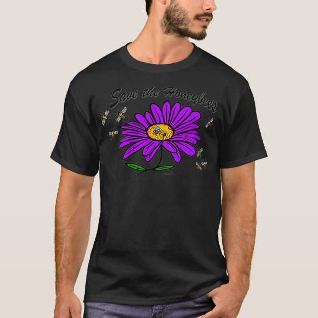 Virginia Wright Save the Honeybees Floral Premium  T Shirt (Framsida)