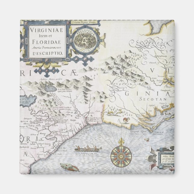 Virginiae Item et Floridae Americae provinciarum 3 Magnet (Framsidan)