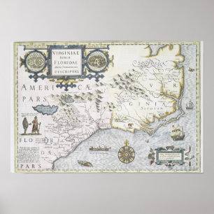 Virginiae objekt- et Floridae Americae Poster
