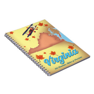Virginias delstat retro reseaffisch karta anteckningsbok