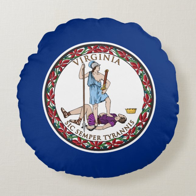 Virginias statsflagga rund kudde (Framsidan)