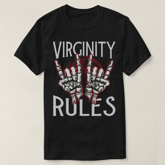 Virginity Rules Funny Nerd Summer Camp-skämt T Shirt (Design framsida)