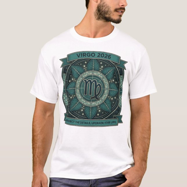 Virgo 2026 Zodiac Sacred Geometry – Earth Sign Art T Shirt (Framsida)