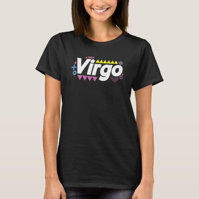 Virgo 90s Horoscope Zodiac Sign Astrology T Shirt (Framsida)