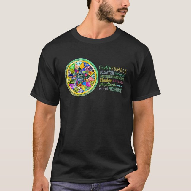 Virgo Astrology Mandala characteristics traits  un T Shirt (Framsida)