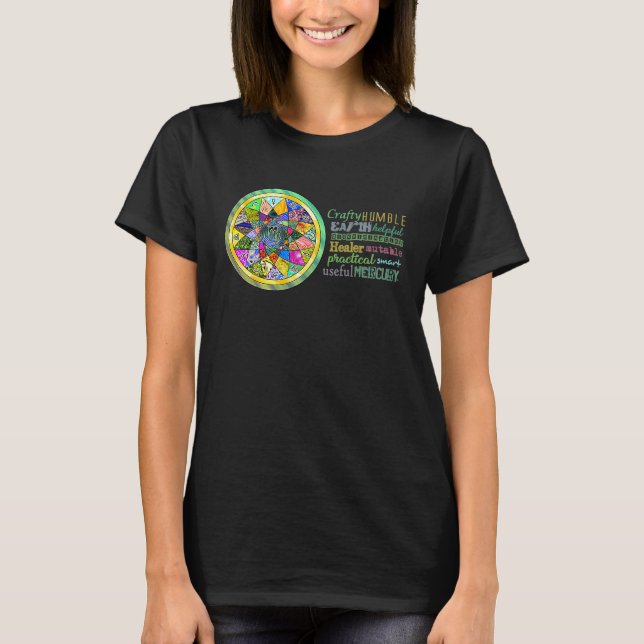 Virgo Astrology Mandala characteristics traits  un T Shirt (Framsida)
