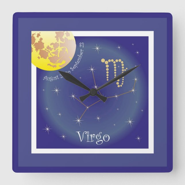 Virgo August 23 to September 23 Uhr Fyrkantig Klocka (Framsida)