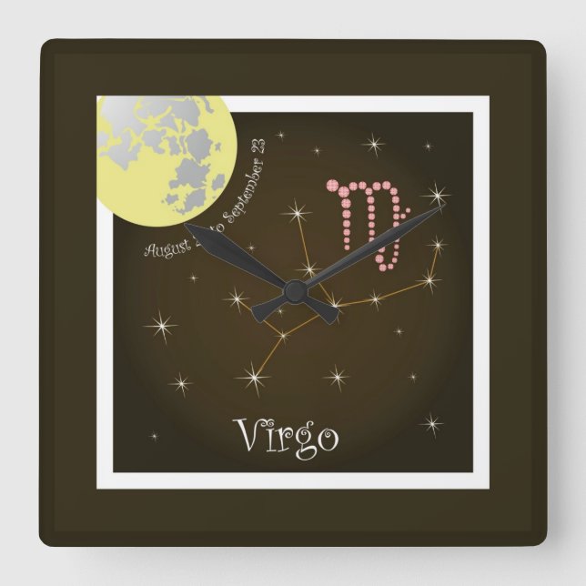 Virgo August 23 to September 23 Uhr Fyrkantig Klocka (Framsida)