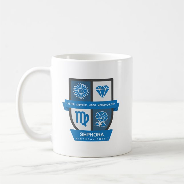 Virgo Birthday Crest™ for September 1-22 Mug Kaffemugg (Vänster)