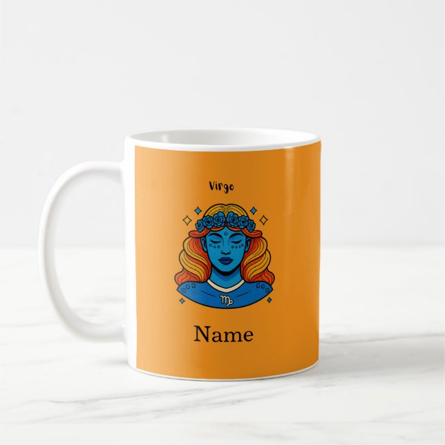 Virgo Celestial Gudinna - Estetisk Zodiakalkonst Kaffemugg (Vänster)