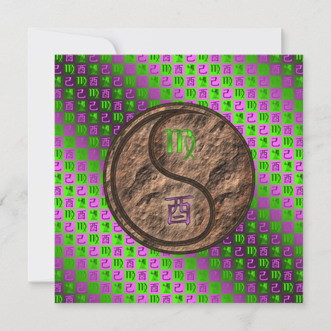 Virgo & Earth Rooster Kort (Framsida)