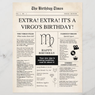 Virgo Födelsedags Tidning, Sepia stjärntecken papp