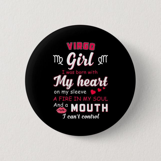 Virgo Girl Funny Quote With Zodiac Sign Birthday I Knapp (Framsida)