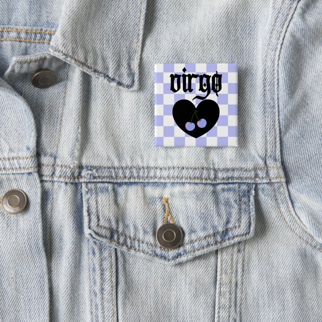 Virgo gotisk estetisk rutig körsbärsdesign knapp (In Situ)