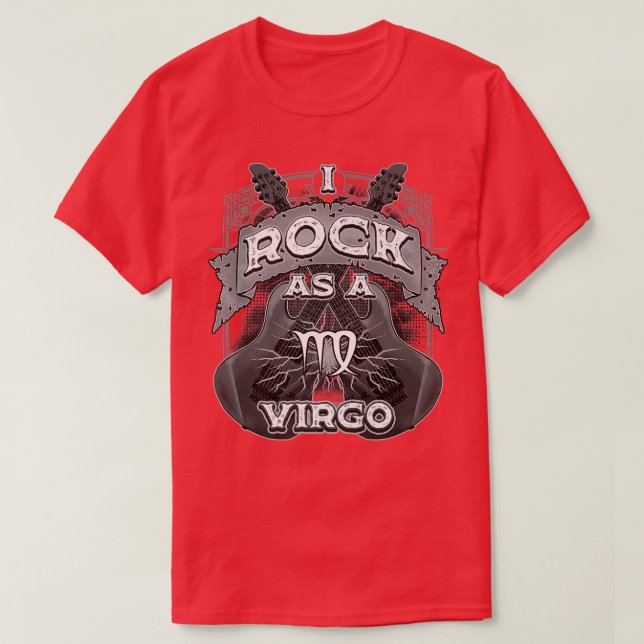 Virgo Guitar I Rock As A Virgo Zodiac Sign Music M T Shirt (Design framsida)