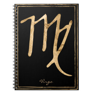 Virgo hammered stylized gold astrology symbol anteckningsbok