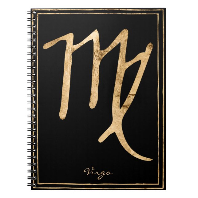 Virgo hammered stylized gold astrology symbol anteckningsbok (Framsidan)