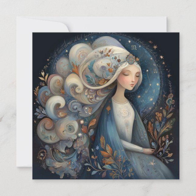Virgo Jungfrun Zodiak Astrologi Mystisk Födelsedag Kort (Framsida)