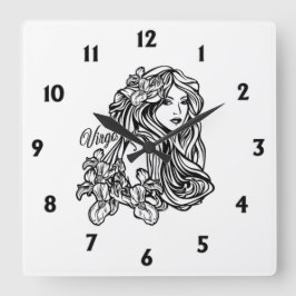Virgo Jungfrun Zodiak Fyrkantig Klocka