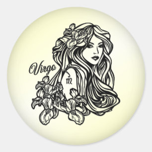 Virgo Jungfrun Zodiak Gul Runt Klistermärke