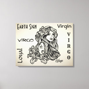 Virgo Jungfrun Zodiak Guld Canvastryck