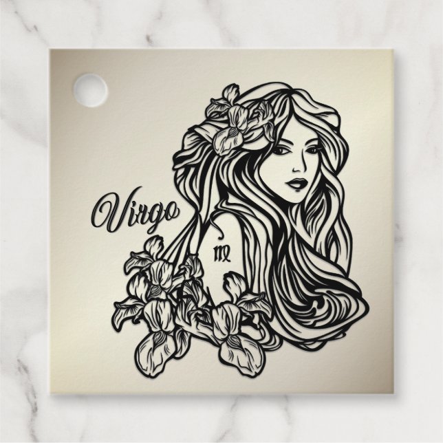 Virgo Jungfrun Zodiak Guld Gåvor Etiketter (Framsida)