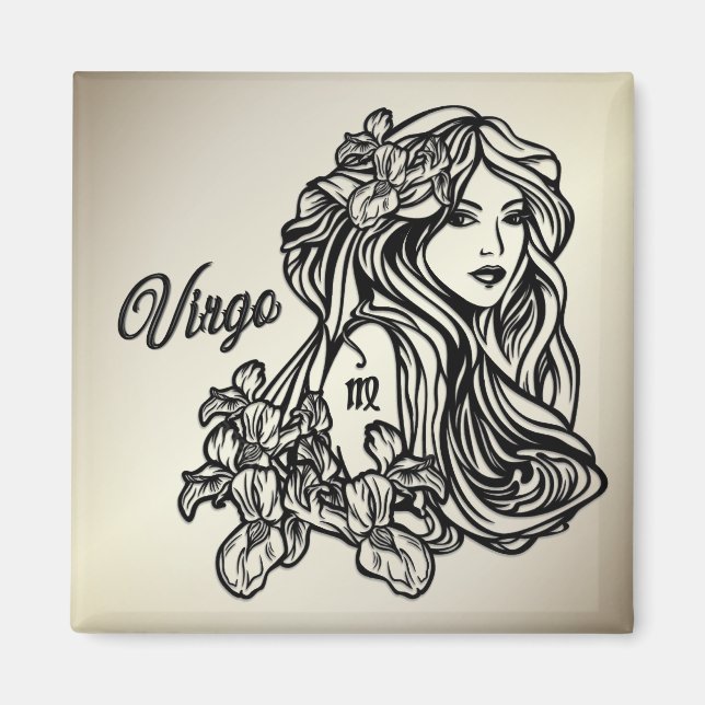 Virgo Jungfrun Zodiak Guld Magnet (Framsidan)