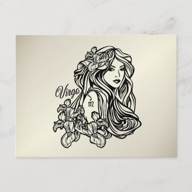 Virgo Jungfrun Zodiak Guld Vykort (Framsida)
