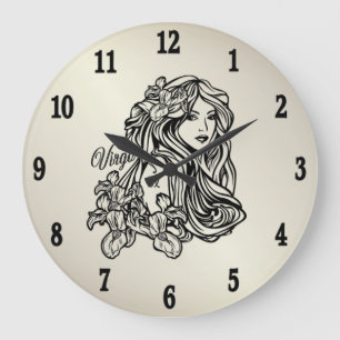 Virgo Jungfrun Zodiak Guldklocka Stor Klocka