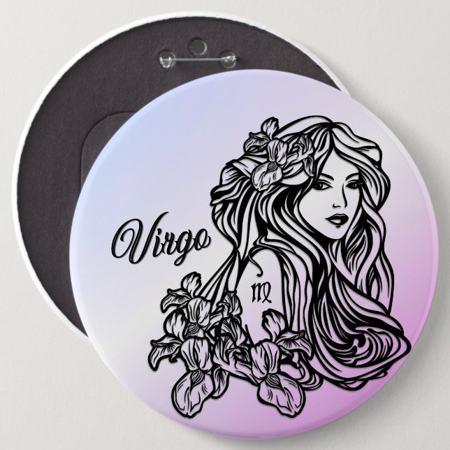 Virgo Jungfrun Zodiak Lila Knapp (Framsida & baksida)