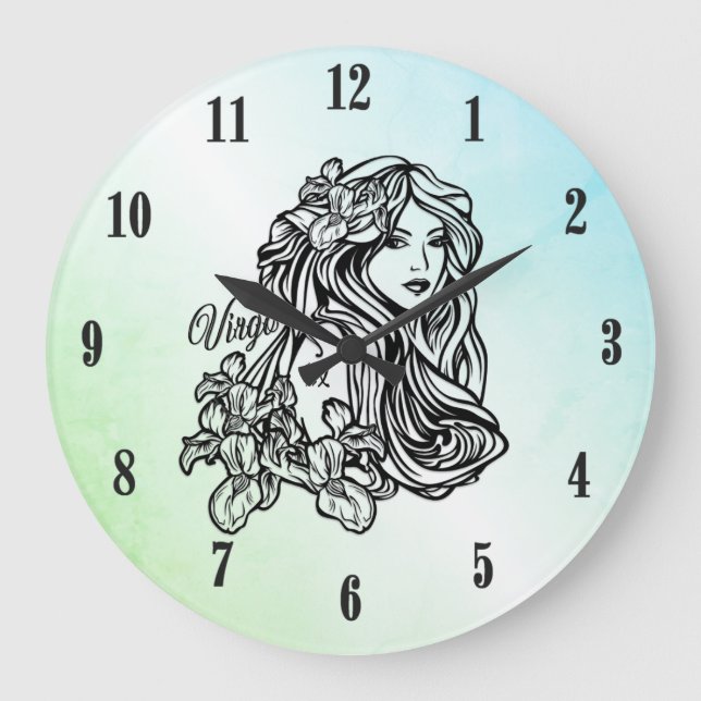 Virgo Jungfrun Zodiak Mint Stor Klocka (Framsida)