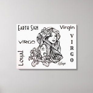 Virgo Jungfrun Zodiak Rosa Canvastryck