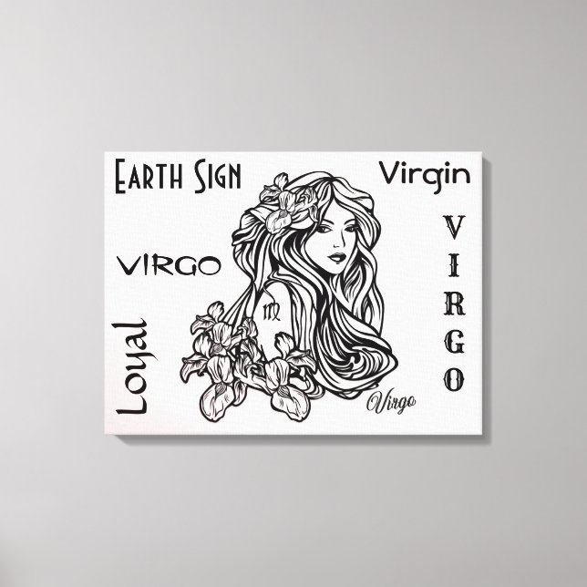 Virgo Jungfrun Zodiak Rosa Canvastryck (Framsida)