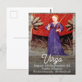 Virgo Jungfrun Zodiakskylt Födelsedagsfest Vykort