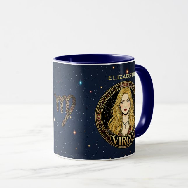 Virgo Jungfrun Zodiakussymbol Mugg (Framsida höger)
