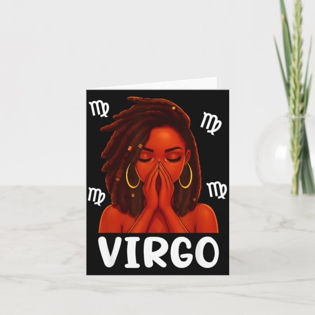 Virgo Loc'd Black Woman Pray Christian Zodiac Birt Kort (Framsida)