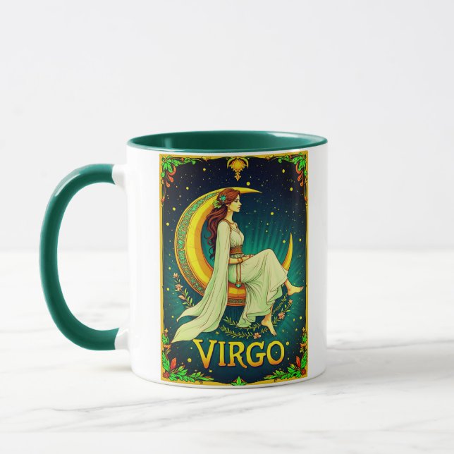 Virgo Maiden Sitting on Crescent Moon Mugg (Vänster)