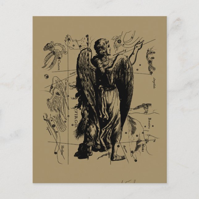 Virgo stjärnbild Hevelius 1690 Aug 23  Sept 22 Flygblad (Framsidan)