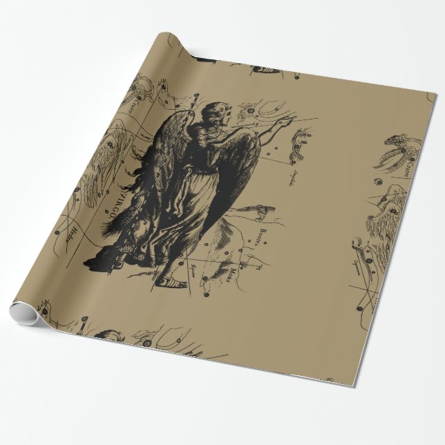 Virgo stjärnbild Hevelius etsning stil Presentpapper (Utrullad)
