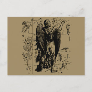 Virgo stjärnbild Hevelius etsning stil Vykort