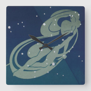 Virgo Stjärnbild Vintage Zodiak Astrologi Fyrkantig Klocka