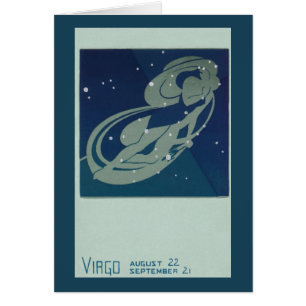 Virgo Stjärnbild Vintage Zodiak Astrologi Hälsningskort